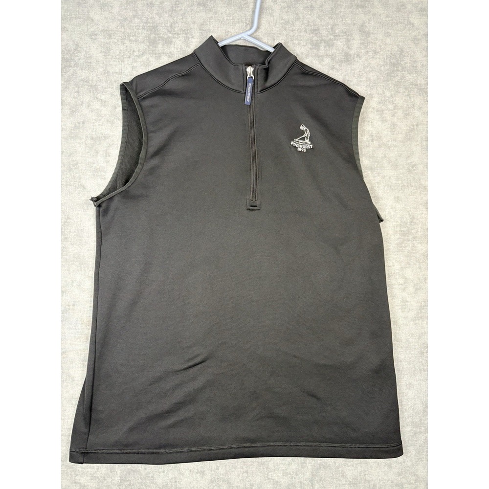 Adidas Pinehurst 1895 Golf Quarter Zip Vest Mens M Black Sleeveless Polyester